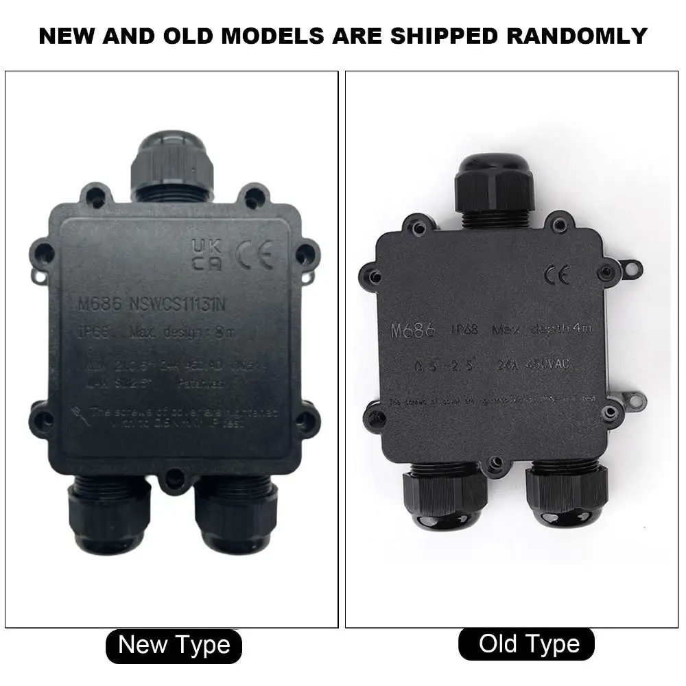 لصق صندوق M686 صندوق وصلات Y نوع 3-Way صندوق وصلات كابل مقاوم للماء Ø4-14mm IP68 صندوق وصلات كهربائية حماية الكابل