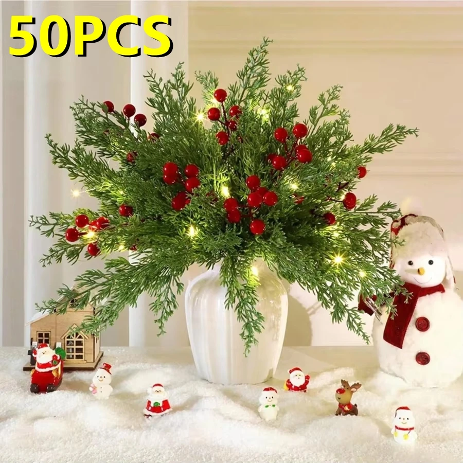 Christmas Tree Artificial - 25/50Pcs Artificial Plant Cypress Sprigs Christmas