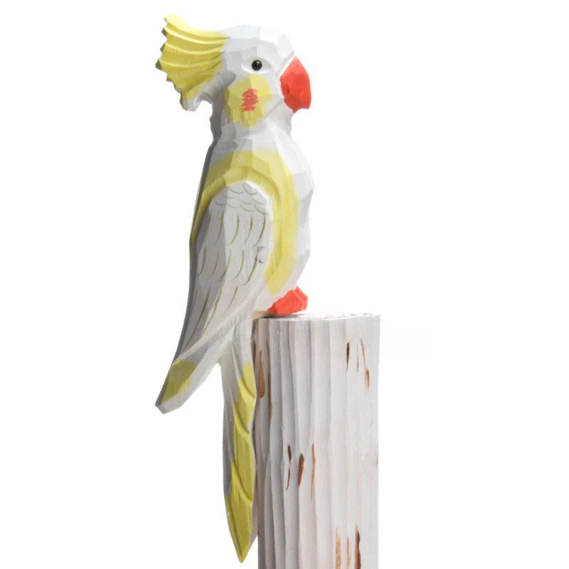 Moyu Handmade Carved Wooden Parrot Ornaments Cute Wooden Computer Table Ornaments Birthday Gift for Boyfriend Decoration