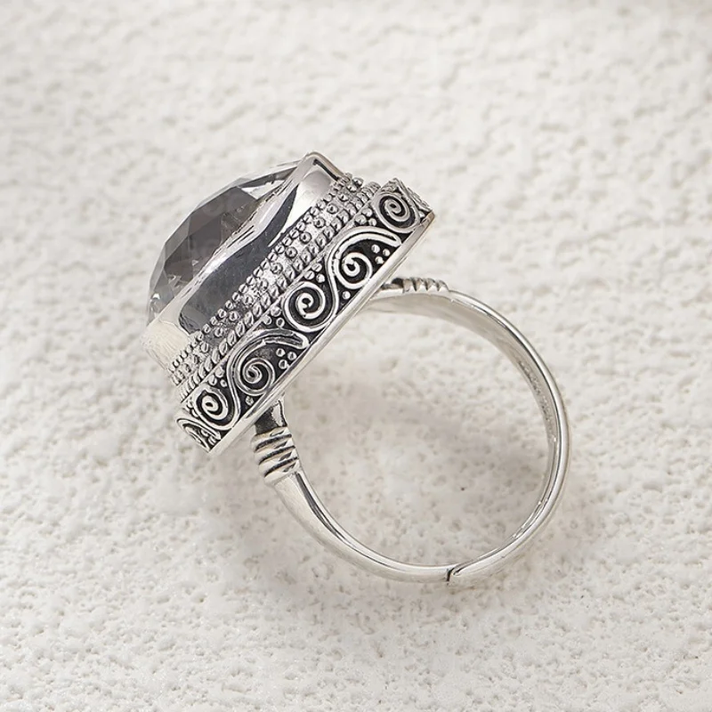 S925 Sterling Silver Charms Rings for Women Men Fashion Palace Style Pattern Tangent Plane Heart Rose Crystal Jewelry Wholesale