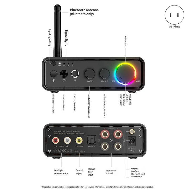 Mini kleiner Leistungs verstärker Audio-Leistungs verstärker 5,3 wx2 Fieber-Stereo-Bluetooth-Leistungs verstärker mit Fieber qualität 4. 0 US-Stecker