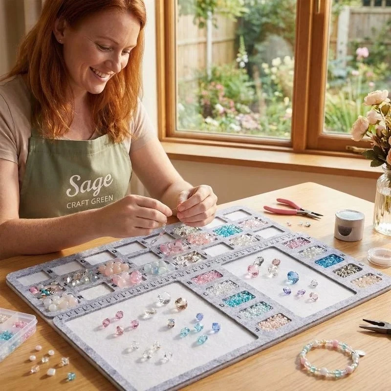 Felt Beading Mat Rectangle Felt Bead Design Boards With Centimeter Alphabetic Scale Beads Tray Bead Pads For Art Crafts