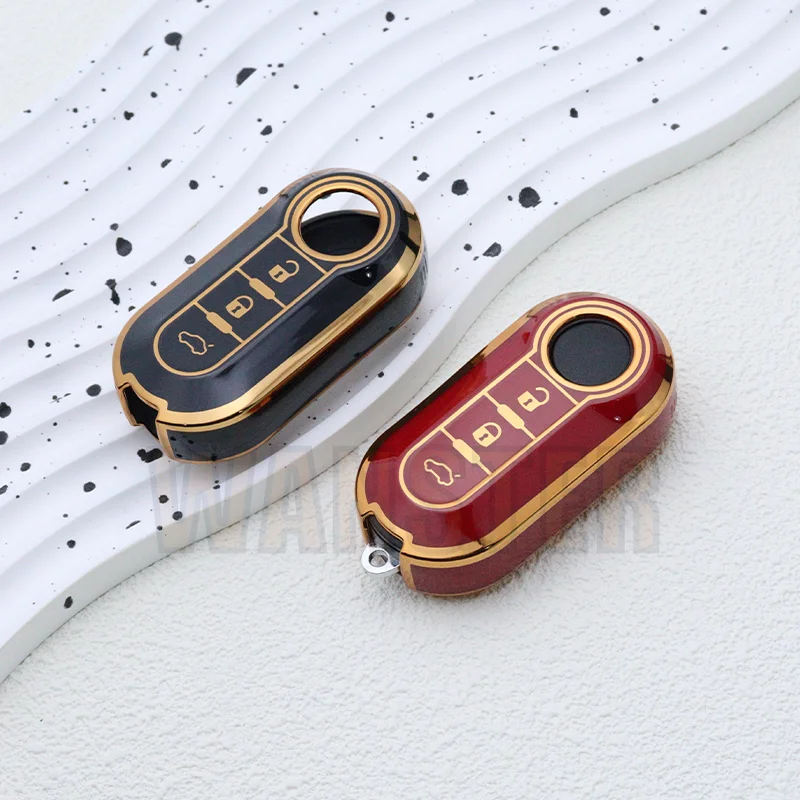3 Bottons Tpu Car Key Fob Case Cover Shell for Fiat 500 Flip Folding Key Holder for FIAT Punto Panda Accessories