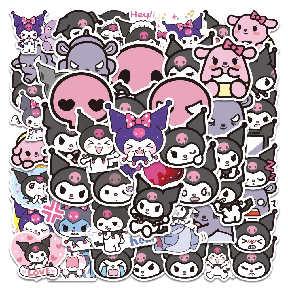 

10/30/50/100pcs Kuromi Anime Stickers Cute Sanrio Sticker Diary Scrapbook Car Stationery Guitar Waterproof Aesthetics Decal Toys