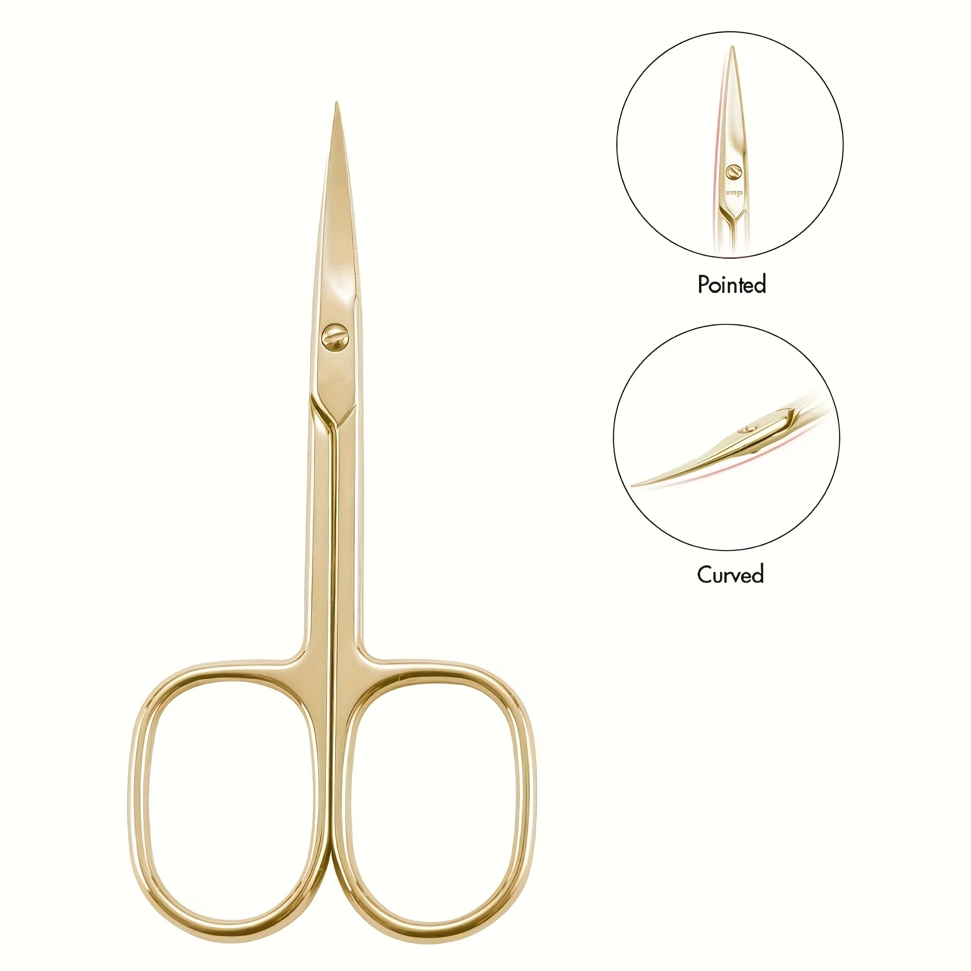 1pc Golden Curved Beauty Scissors - Sharp Stainless Steel Precision Tweezers for Eyebrow Trimming Dead Light Beige Removal
