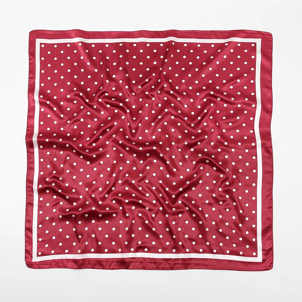 

90*90cm Square Satin Scarf Women Leopard Print Polka Dot Headscarf Hijab Turban Muslim Shawls Wrap Hair Bands Bandana Scarves