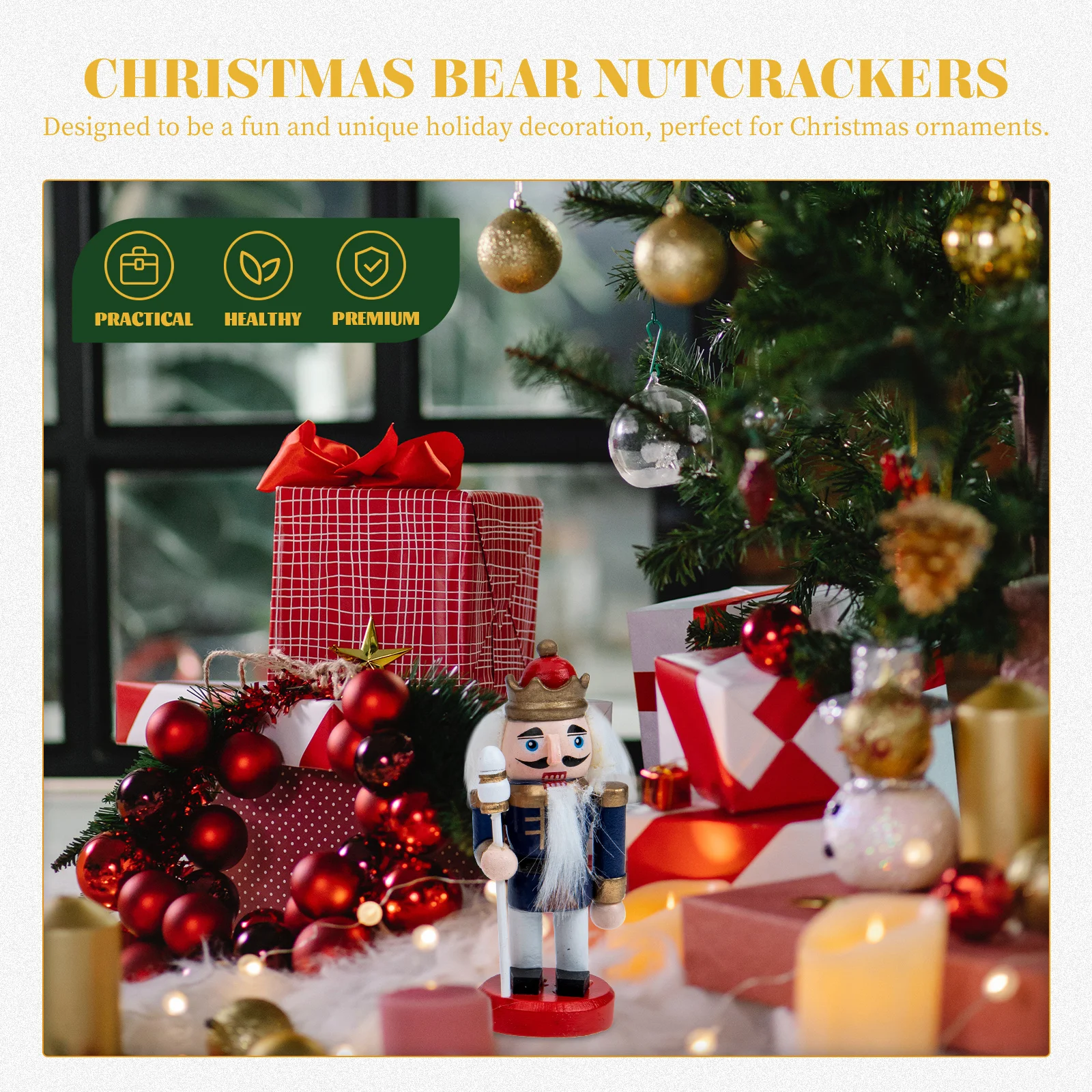 

4pcs Wooden Nutcracker Puppet Xmas Decor Soldier Shape Hanging Ornament Desktop Shelf Tree Decoration Christmas Gift