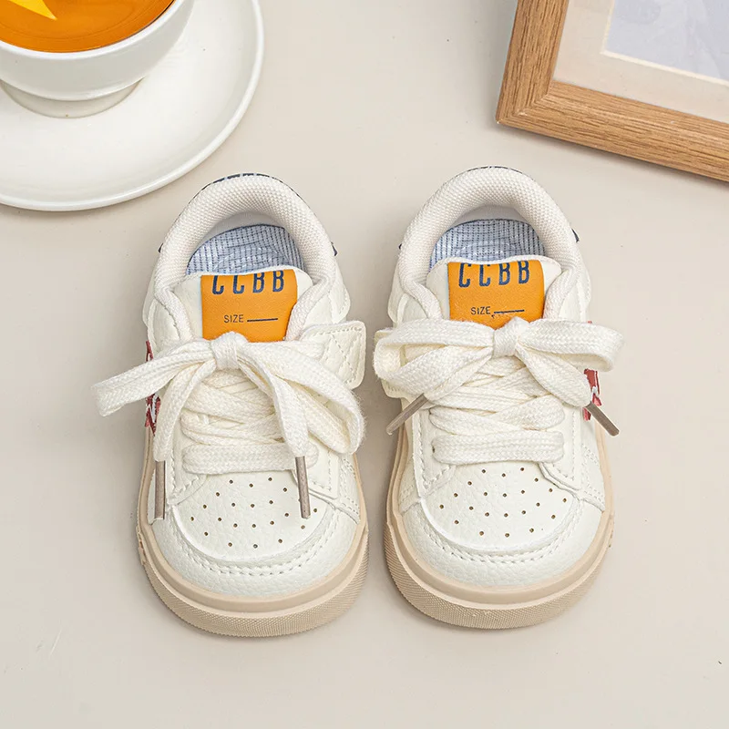 2026 Autumn Little Kids Fashion Solid Color Sneakers Children's Star Sneakers Kids Breathable Shoes Girls Casual Shoes