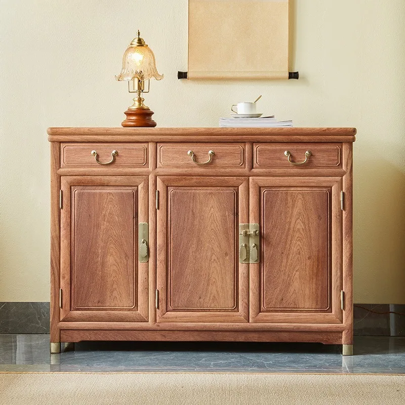 Myanmar pear side cabinet, solid wood tea cabinet, Chinese antique big fruit red sandalwood storage cabinet