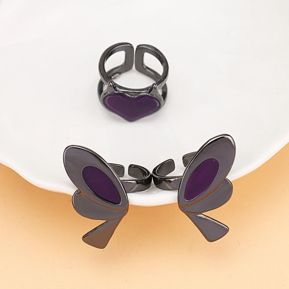 لعبة شخصية VALORANT القرنفل تأثيري حلقة مجموعة معدنية مفتوحة قابل للتعديل فراشة القلب خاتم اكسسوارات الدعائم #5