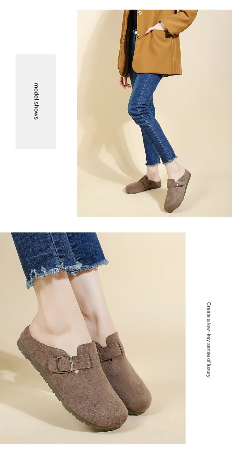 Damen-Freizeitsandalen, Slipper im koreanischen Stil, flache Loafer, rückenfreie Slipper, trendige Alltagsschuhe für draußen. – Detail 5