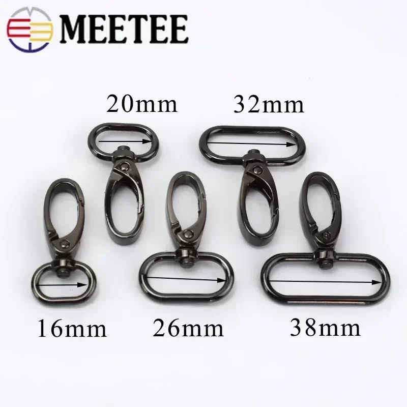 Meetee 10/20Pcs 16/20/26/32/38/50mm Metal Bag Strap Buckles Lobster Clasp Collar Carabiner Snap Hook DIY KeyChain Bags Accessory