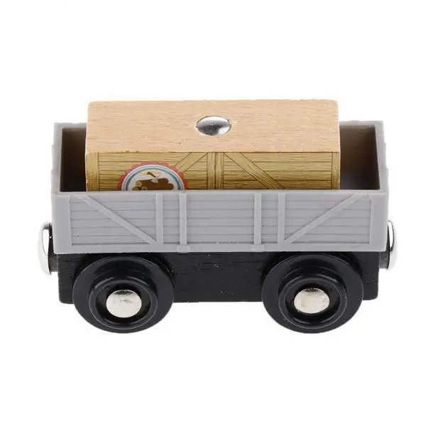 2x Wooden Train Cartoon Engine Carriage Kids Toy Trains Accessories