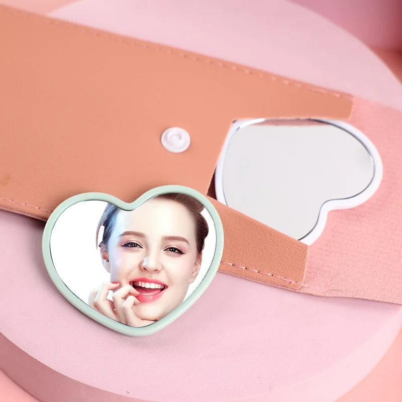 1 Pc Small Portable Heart Shape Mirrors Custom Logo Souvenir Wedding Bridesmaid Gift Ideas Wig Lash Salon Small Business Mirror