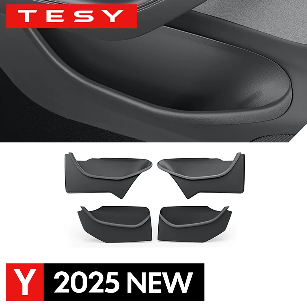 

4 шт. для Tesla New Model Y 2025 Launch Juniper, боковая дверь автомобиля, полный чехол, ящик для хранения, TPE, органайзер для хранения дверей, аксессуары