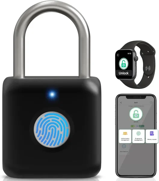 

Fingerprint Padlock, Pothunder Smart Padlock, Locker Lock, Fingerprint Lock with APP Unlock, USB