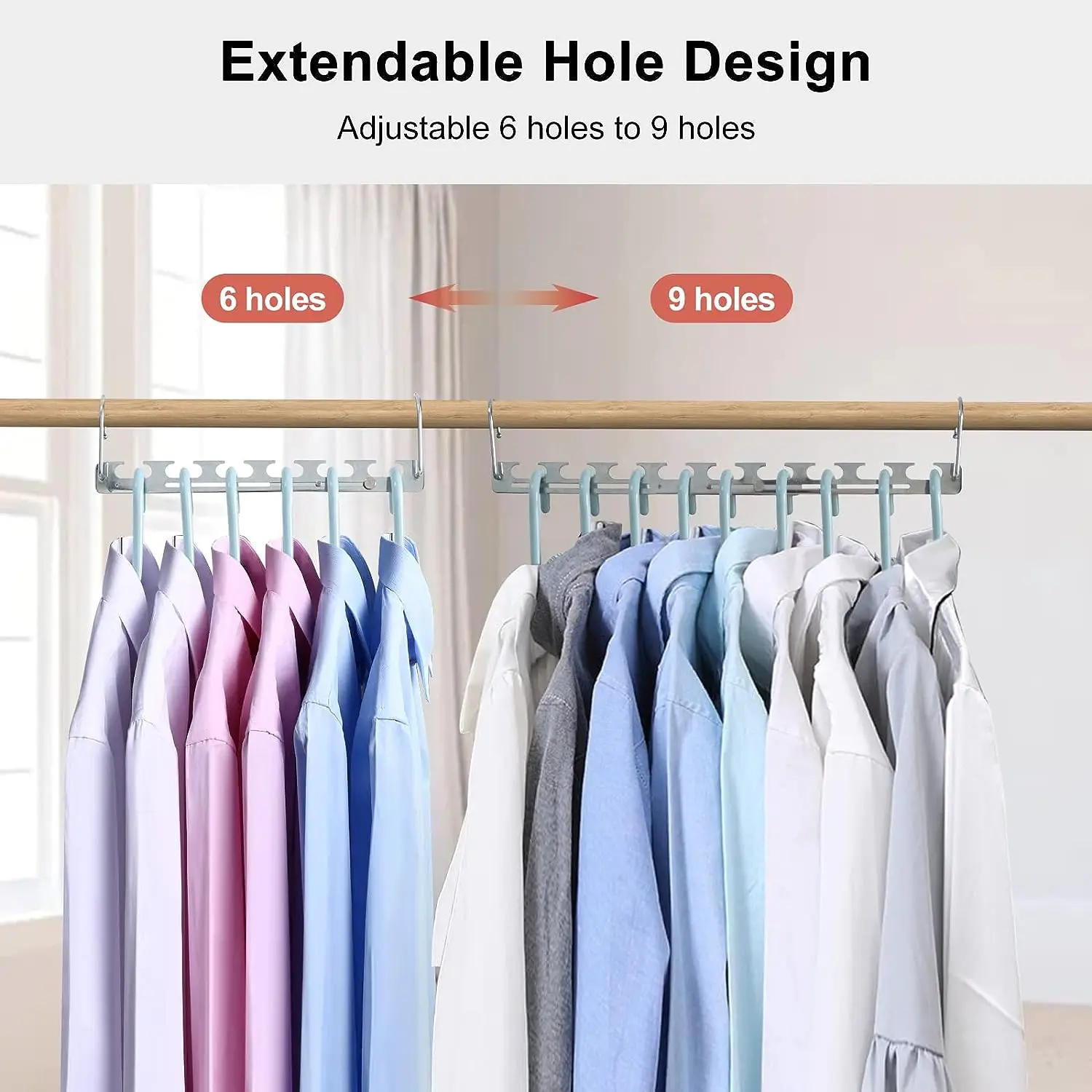 Multifunctional Clothes Hangers  Adjustable Stainless Steel Hanger 9 Holes Magic Clothes Hanger Space Saving Wardrobe Organizer