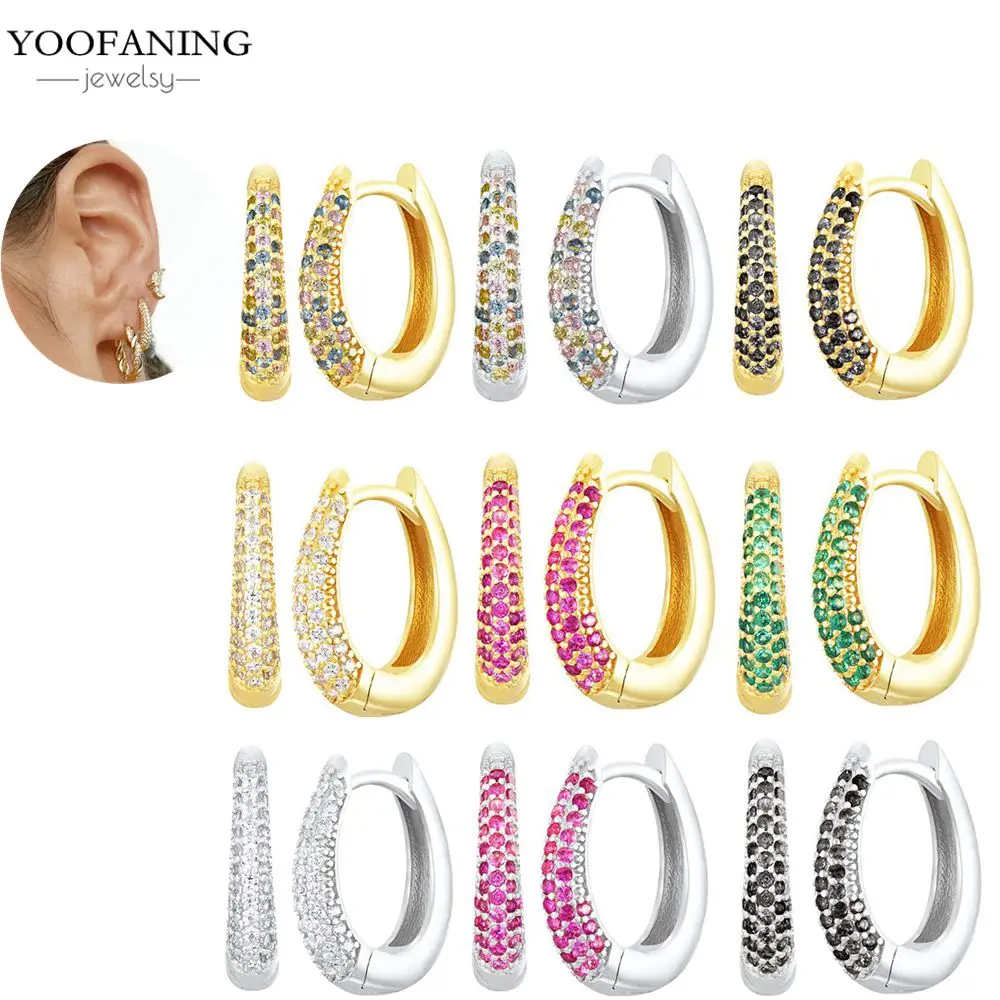 

YOOFANING из стерлингового серебра 925 пробы, изысканные роскошные круглые серьги, женские серьги с цветным цирконом, ювелирные изделия в подарок