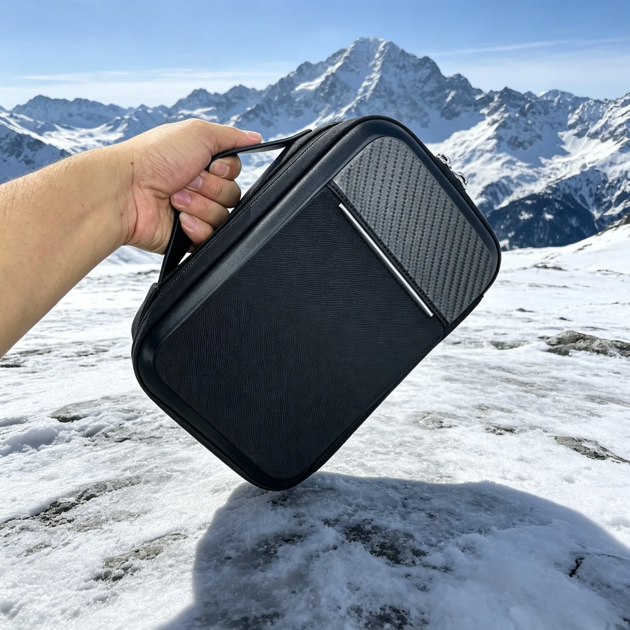 Durable Carbon Fiber Travel Organizer Set for Men, Trendy Cool Handheld Storage Bag for Business Travel