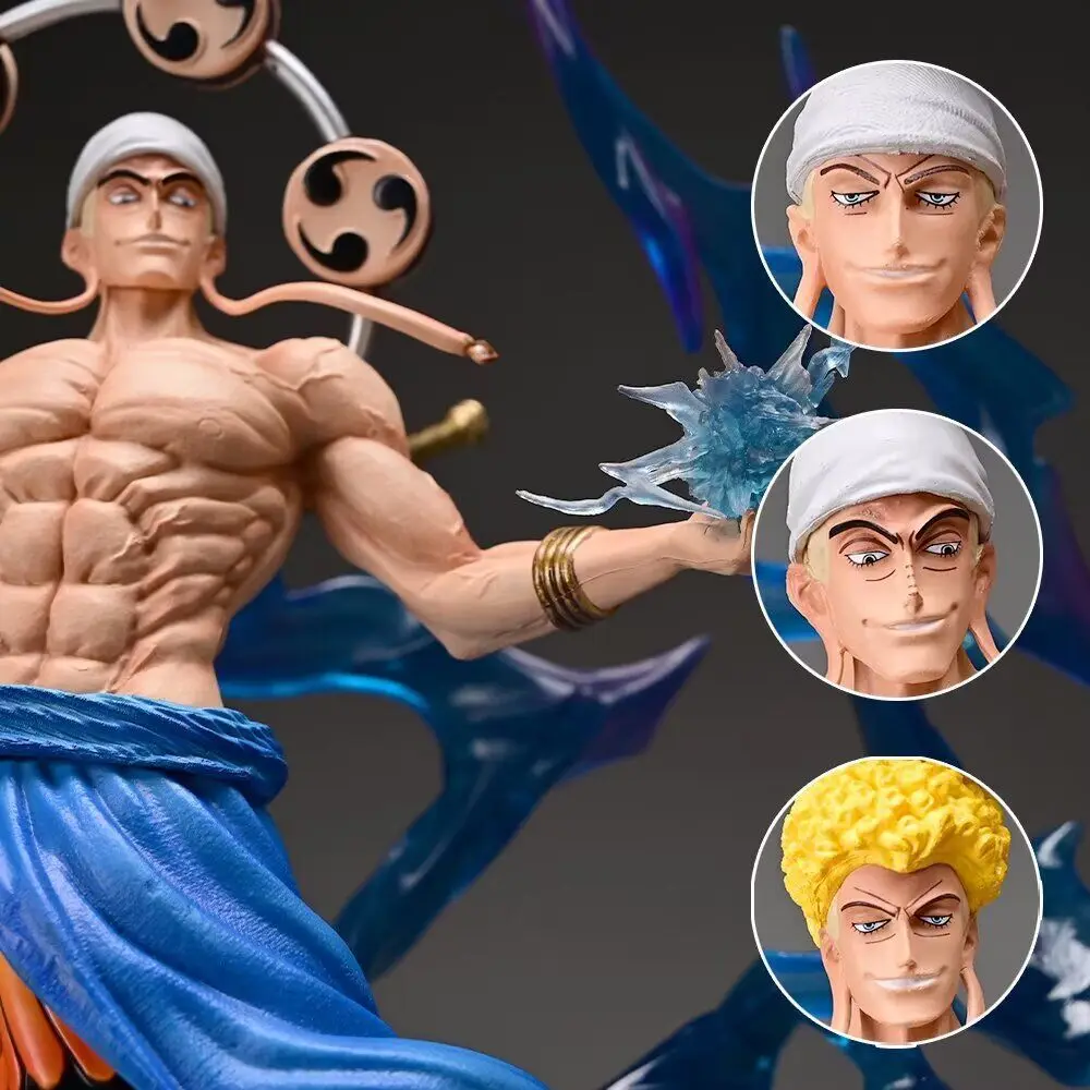 

Hot Selling One Piece Enel Thunder God Light Up Double Head Sculpt Anime Action Figure Statue Desktop Decoration For Anime Fans
