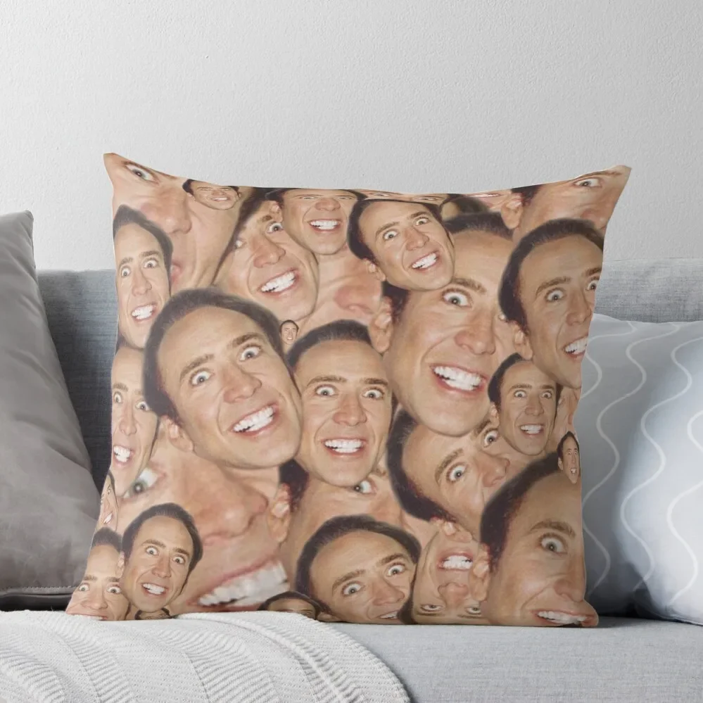 

Nicolas Cage Face Collage Design Throw Pillow Pillowcases Bed Cushions Christmas Throw Pillows Covers Pillowcases