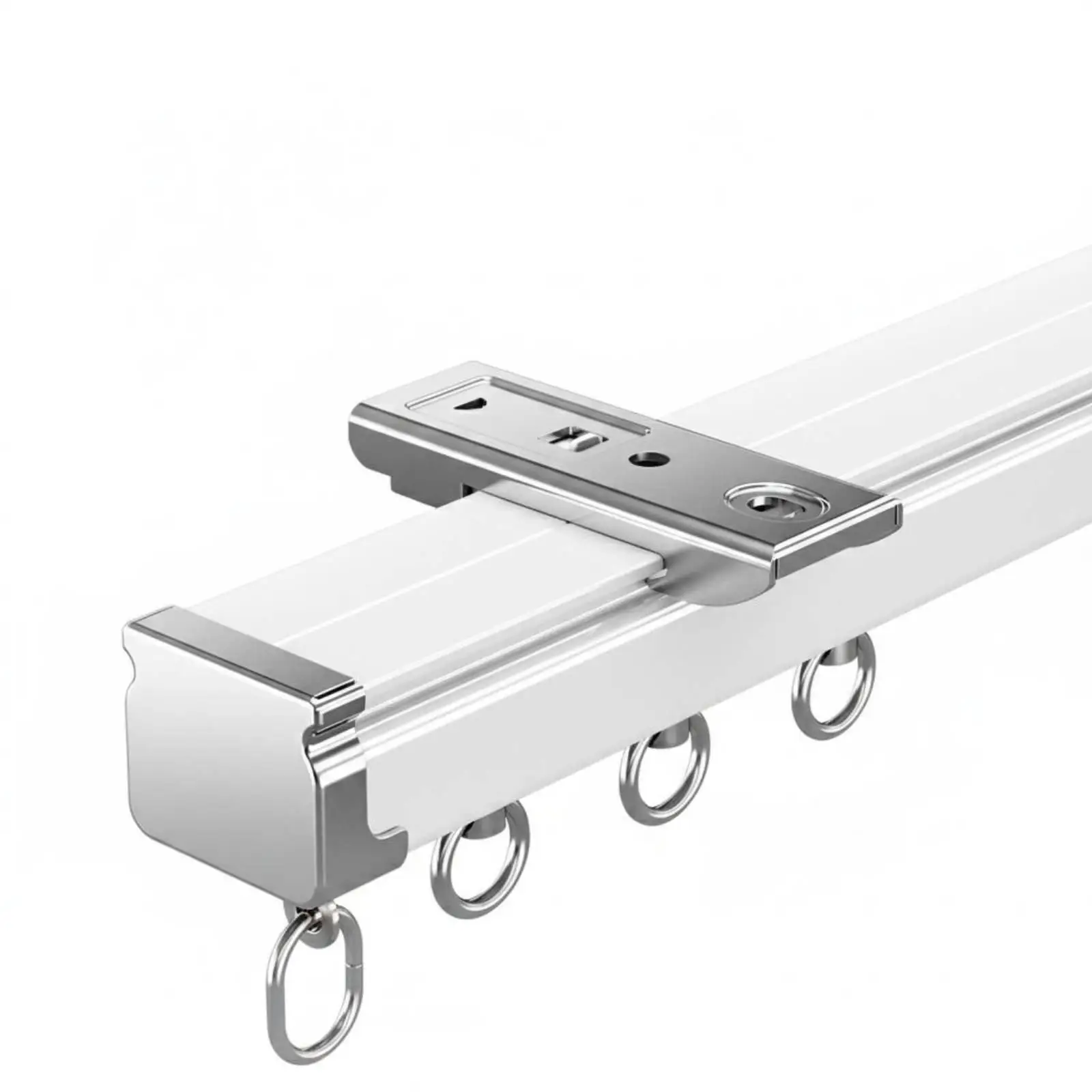 Aluminum Alloy Curtain Track Double Bearing Rollers Heavy Duty Aluminum Curtain Rail Smooth Gliding Wall Mounted Drapery Track