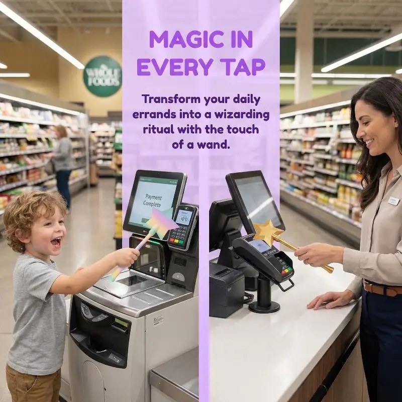 3D Printed Wand Payment Card Holder Creative Magic Inspired Tap to Pay Contactless Card Case for Wizard Cosplay Gifts