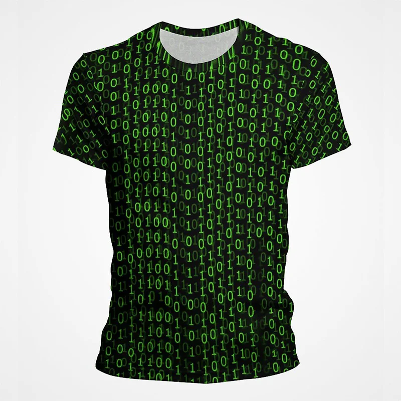 Summer 3D Printed T-shirt Green Matrix Code T Shirt Men Women Fashion Short Sleeve Tee Harajuku Cool treetwear Casual Tops