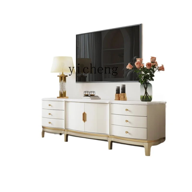 

ZF Light Luxury TV Cabinet Simple Living Room Designer Model Coffee Table TV Cabinet Combination Solid Wood