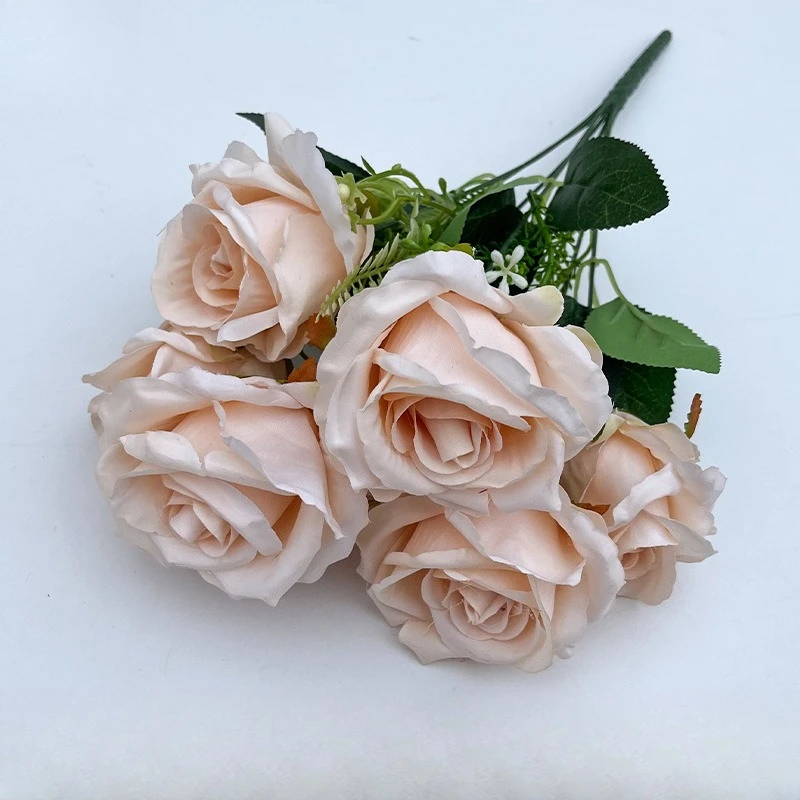 10 Stück Künstliche Aus-Rosen Bündel Seidenblumen DIY Fotografie-Requisiten Hoteldekoration Flache Rose Simulierte Weiße Blume – Detail 8