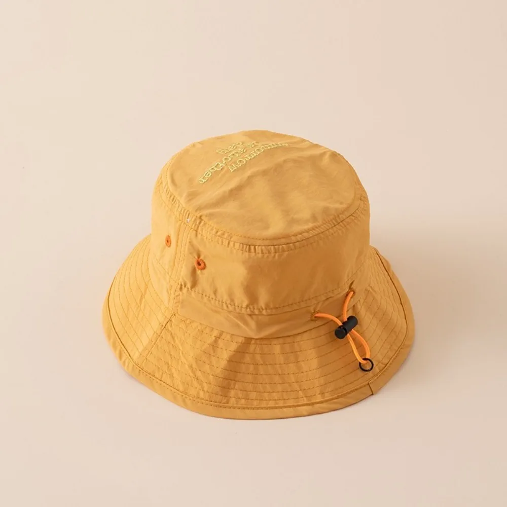 

Korean Style Breathable Bucket Hat Mesh Quick-dry Summer Kid Sunhat Letter Embroidery Shading Hat Children's Fisherman Hat Baby