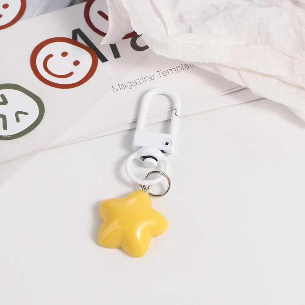 Keyring Stars Yellow Pink Stars Keychain Chubby Soft Chubby Milk Yellow Star Keychain Pentagram Yellow/Pink Girls Gifts