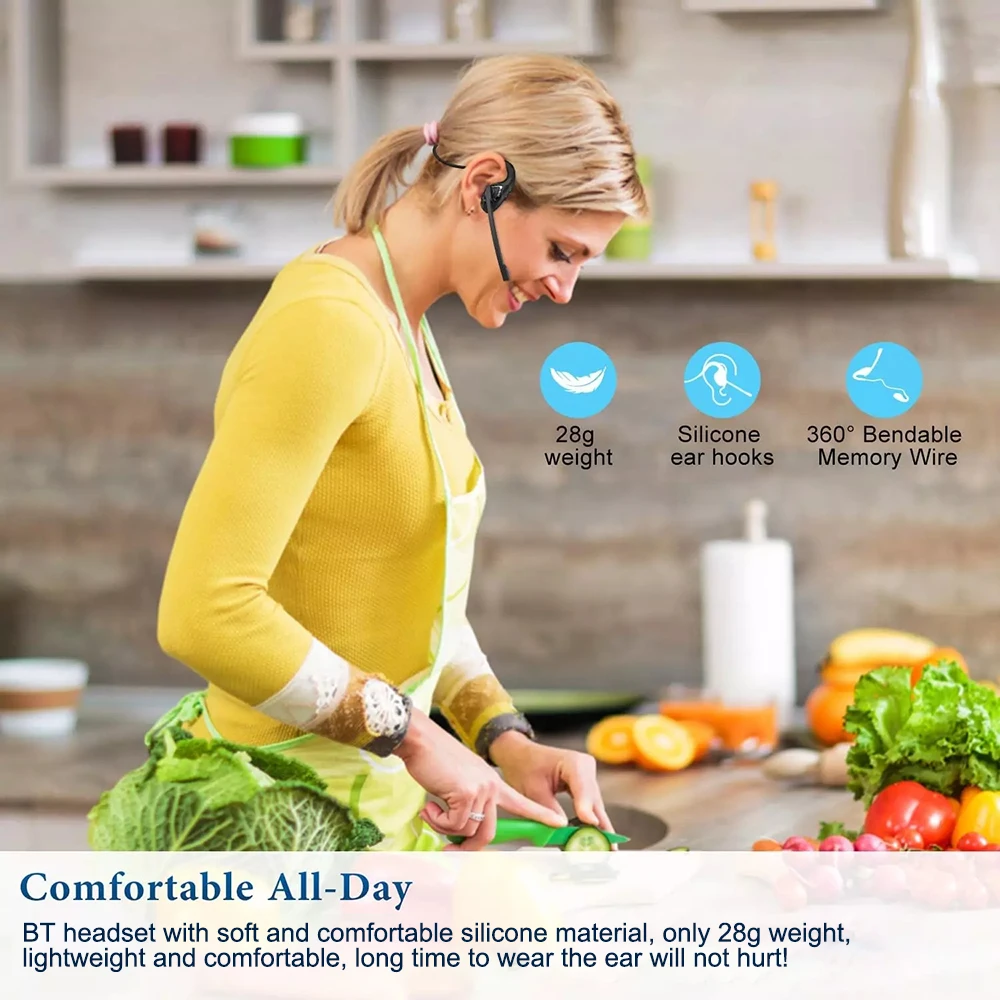 سماعات بلوتوث لاسلكية خفيفة الوزن ، سماعات أذن مفتوحة ، ميكروفون تقليل الضوضاء ، مناسب لسائق الشاحنة ، مركز المكالمات المكتبية