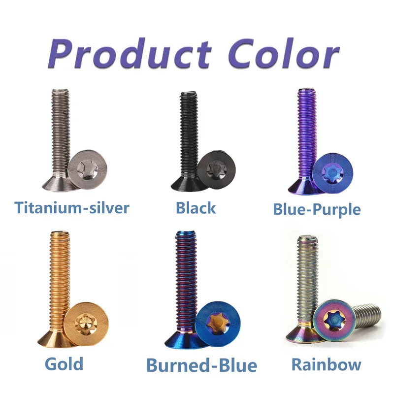 1pcs Titanium Alloy Countersunk Head Socket Cap Screw M3 M4 M5 M6 Flat Hex Countersunk Head Screw for Motorcycle Bicycle Refit