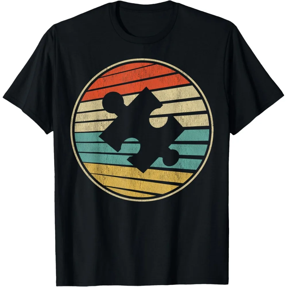 

Vintage 80s Autism Awareness T-Shirt - Cute Puzzle Ribbon Design for Mom Dad, Soft Cotton Unisex TeeSupport ASD Kids Gifts Tops