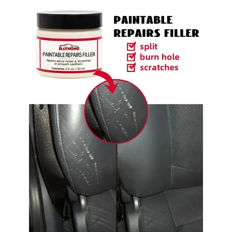 Leather Repair Filling Paste Compound Leather Restoration Cream Auto Leather Car Repair Scratches Cracks Car Seat Renovation