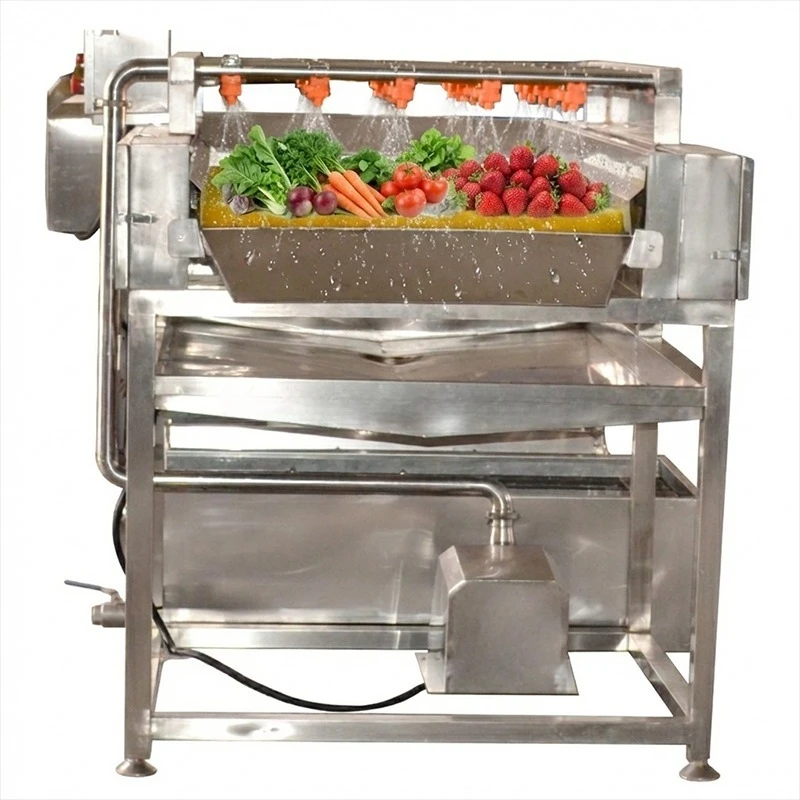 SUS304 Parallel Bristle Roller Industrial Vegetable & Fruit Washing Machine with Motor High Capacity Water Processing Equipment