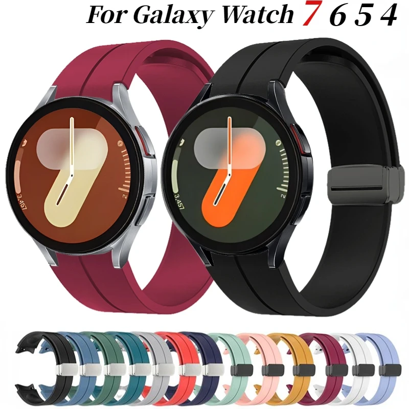 Magnetic Silicone Strap For Samsung Galaxy Watch 7 6 5 4 40mm 44mm 6 Classic 47mm 43mm Pro 45mm Bracelet Correa Watch 4/5/6 Belt