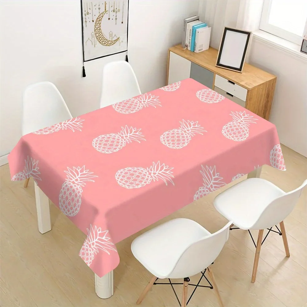 1 piece of pineapple-printed polyester tablecloth - durable, soft, machine washable - suitable for indoor usexzj