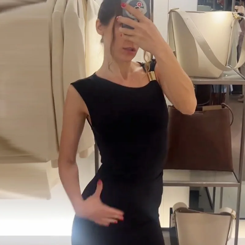 HXAO Womens Ruffled Bodycon Dresses 그린 블랙 드레스 여름 여성 섹시한 민소매 롱 드레스 비대칭 코르셋 Vestidos 066
