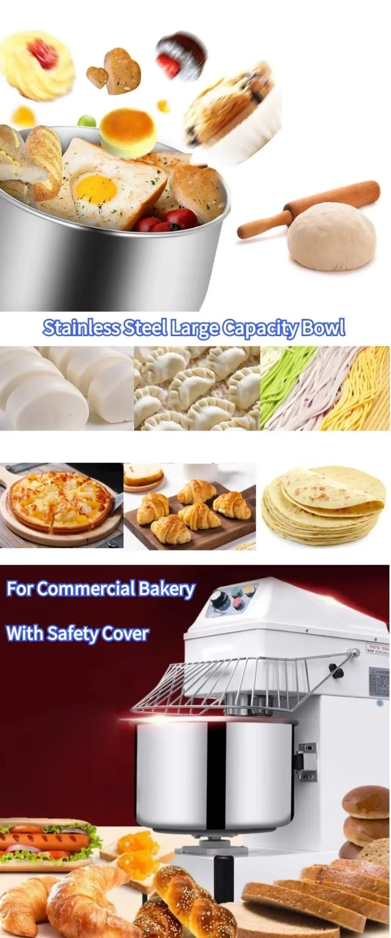 

2026KNEADER 25kg 50kg 100kg 80l Flour Petrin Amasadora De Pan Industrial Spiral Bread Dough Mixer Kneading Mixing Machine for Ba