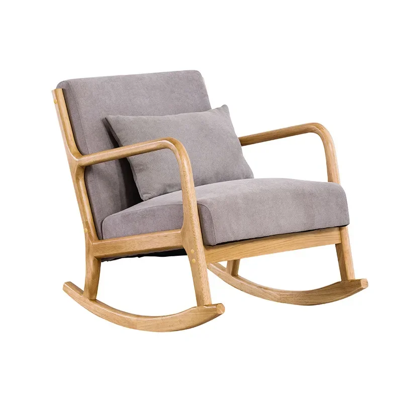 Formwell-Rocking Lounge Chair, Leisure Chair for Living Room, Bed Room, Solid Wood Frame, Waist Pillow