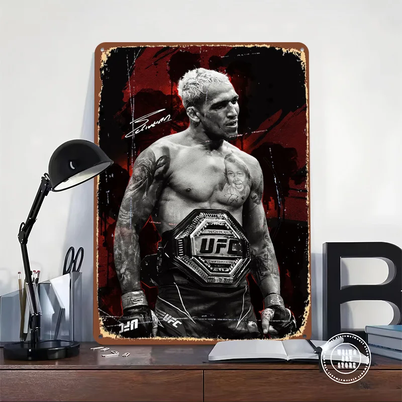 Charles Oliveira UFC Champion Portrait Poster Customized Wall Art Vintage Metal Signs Retro Tin Plaque for Man Cave Home Decor