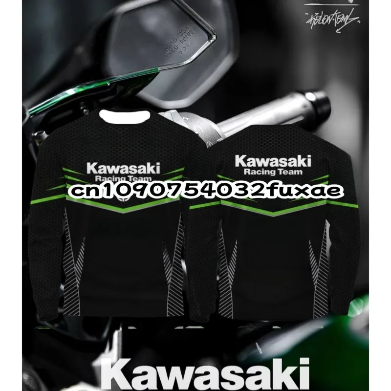 

Мотоциклетная футболка Kawasaki, новая футболка Kawasaki, летняя футболка для верховой езды, солнцезащитный крем, быстросохнущая, впитывающая пот, футболка с длинным рукавом