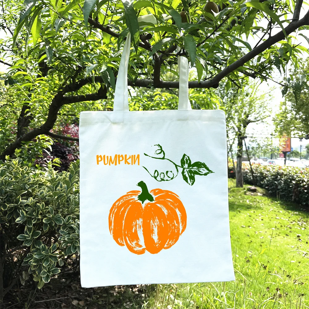 Halloween Decor Gift Large Capacity Tote Bag Lightweight Shoulder Bag for Women Pumpkin Ghost Bat Canvas Shopping Bag Handbag