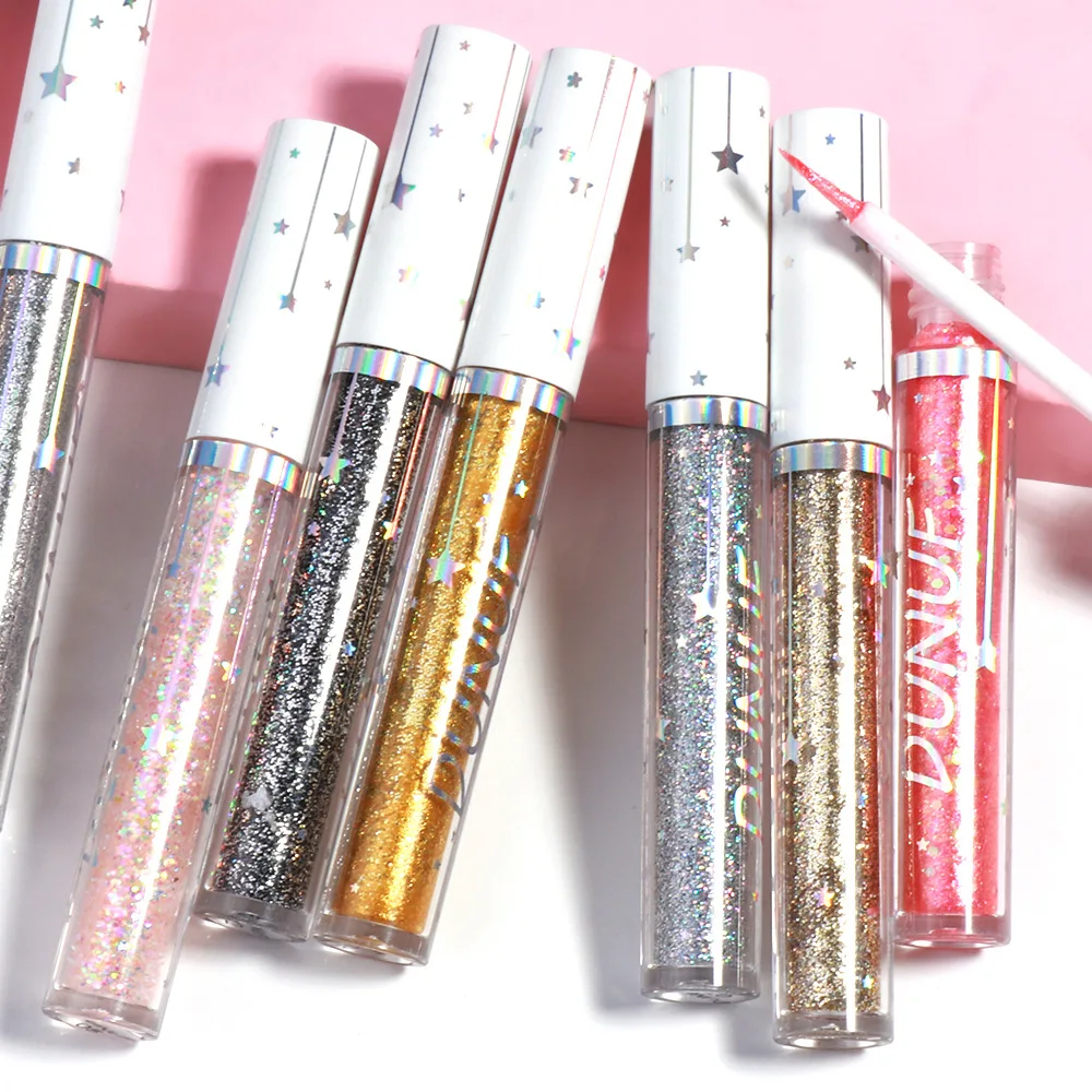 18 Kolorów Brokatowy Eyeliner Wodoodporny Błyszczący Płynny Eyeliner Długotrwały Odporny na Rozmazywanie na Imprezy Festiwale Dramatyczne Makijaże Oczu