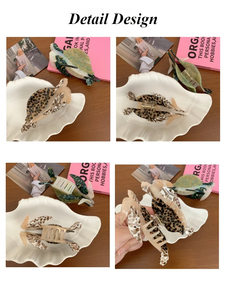 DS New Ocean Series Spliced Turtle Acetate Hair Claw Light Luxury Claw Clip Crab Hair Clip for Women Girls Hair Accessories