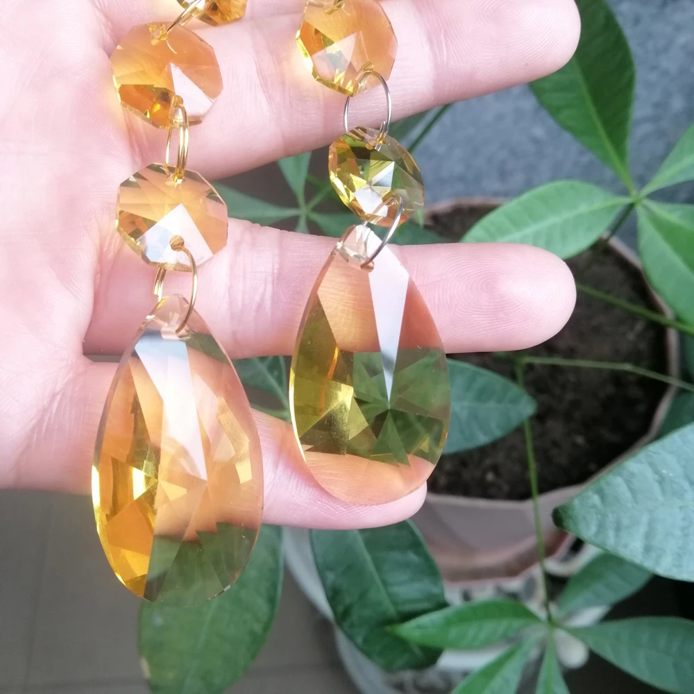 Camal 2Pcs Yellow Pear 38mm Fashion New Home Decor tenda per porta ghirlanda di cristallo fai da te Hanging Wedding pendenti decorazione del Festival