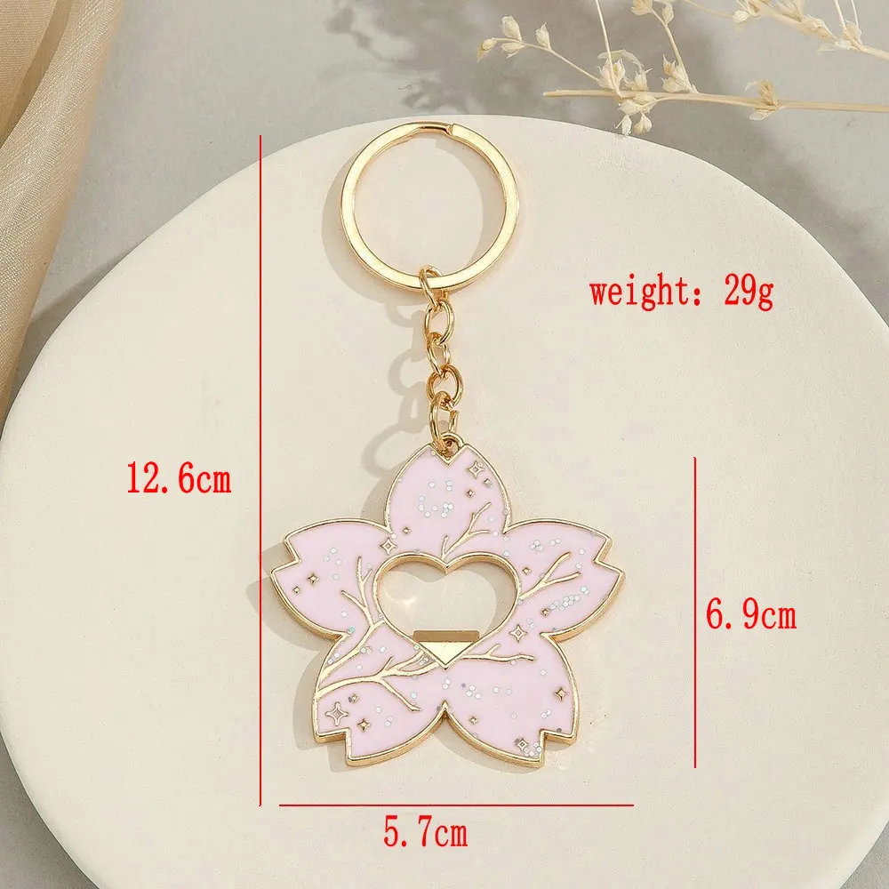 keychain pink Sakura keychain bottle opening Pendant Car Key Ring for Women Headphone Case Charms Bag Decor Jewelry