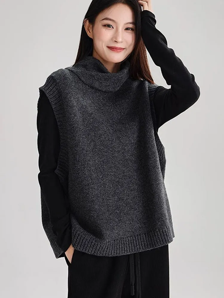 Hoge kraag Pure kleur gebreide trui Svel Hoodie Warm Faionable Casual Top Damesvest Comfortabel ademend